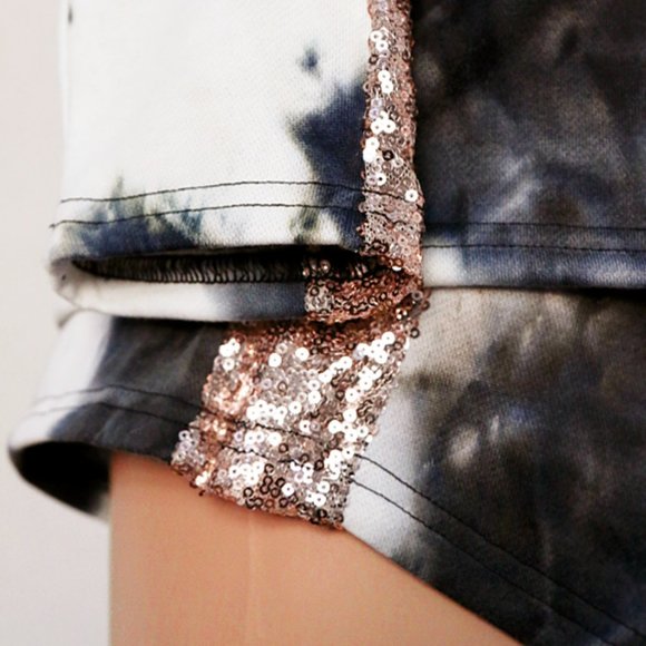 NEW Tie Dye Sequins French Terry Lounge 2pc Set - Picture 9 of 11